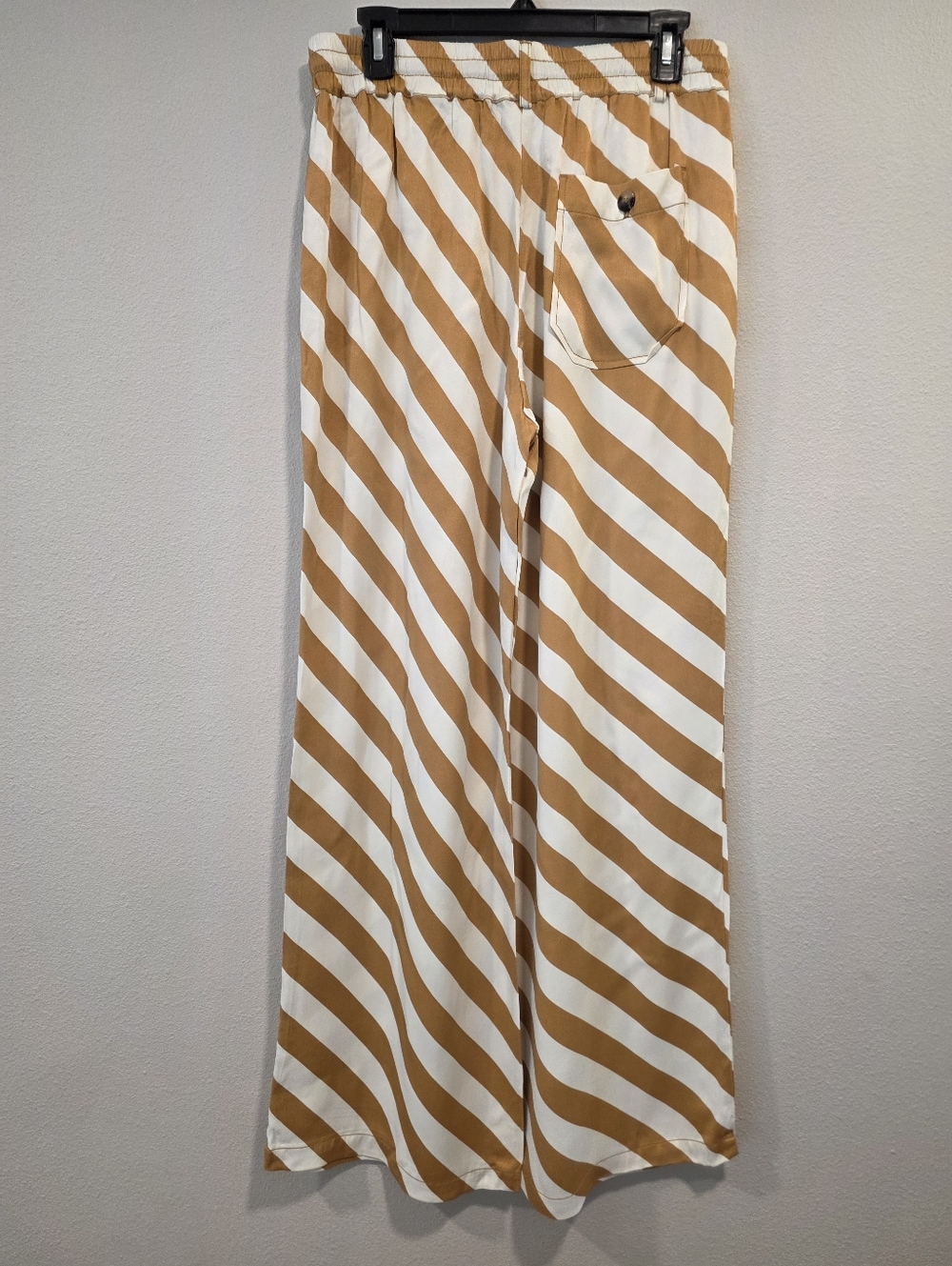 Anthro Maeve Straight Leg Pull on Silk Striped Pants - Picture 7 of 9